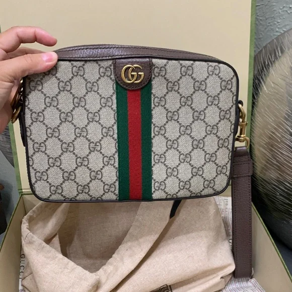 Gucci Ophidia GG Shoulder Beige Drawstring Dust bag with Black Logo - Picture 3 of 11